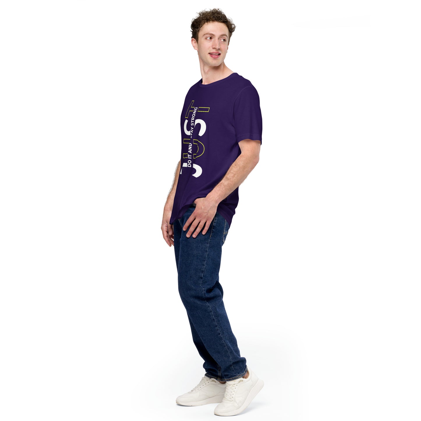 Stay Strong Vertical Typographic Tee - Modern Minimalist Urban Streetwear T-Shirt