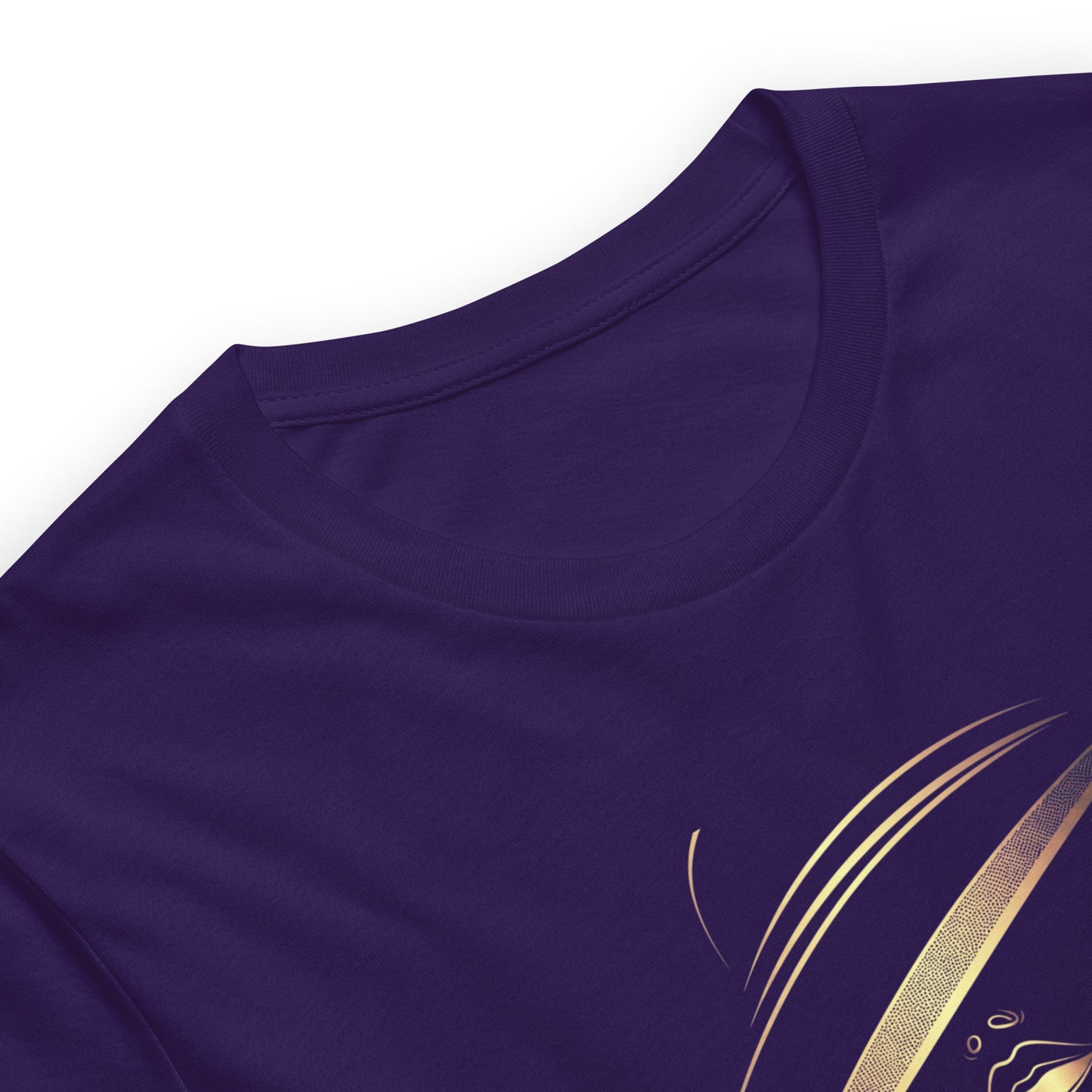 Minimalist Gold Line Art Elegant Woman T-Shirt - Mysterious Lady in Hat Graphic Tee