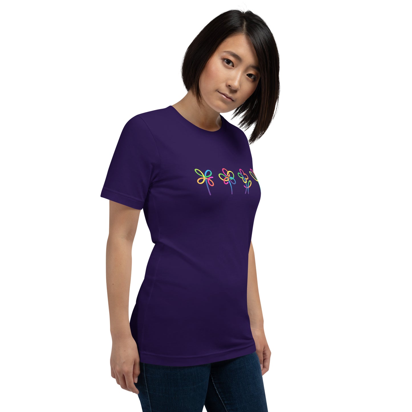 Elyx Artistic Rainbow Doodles Floral Tee - Positive Energy Woman Graphic T-Shirt