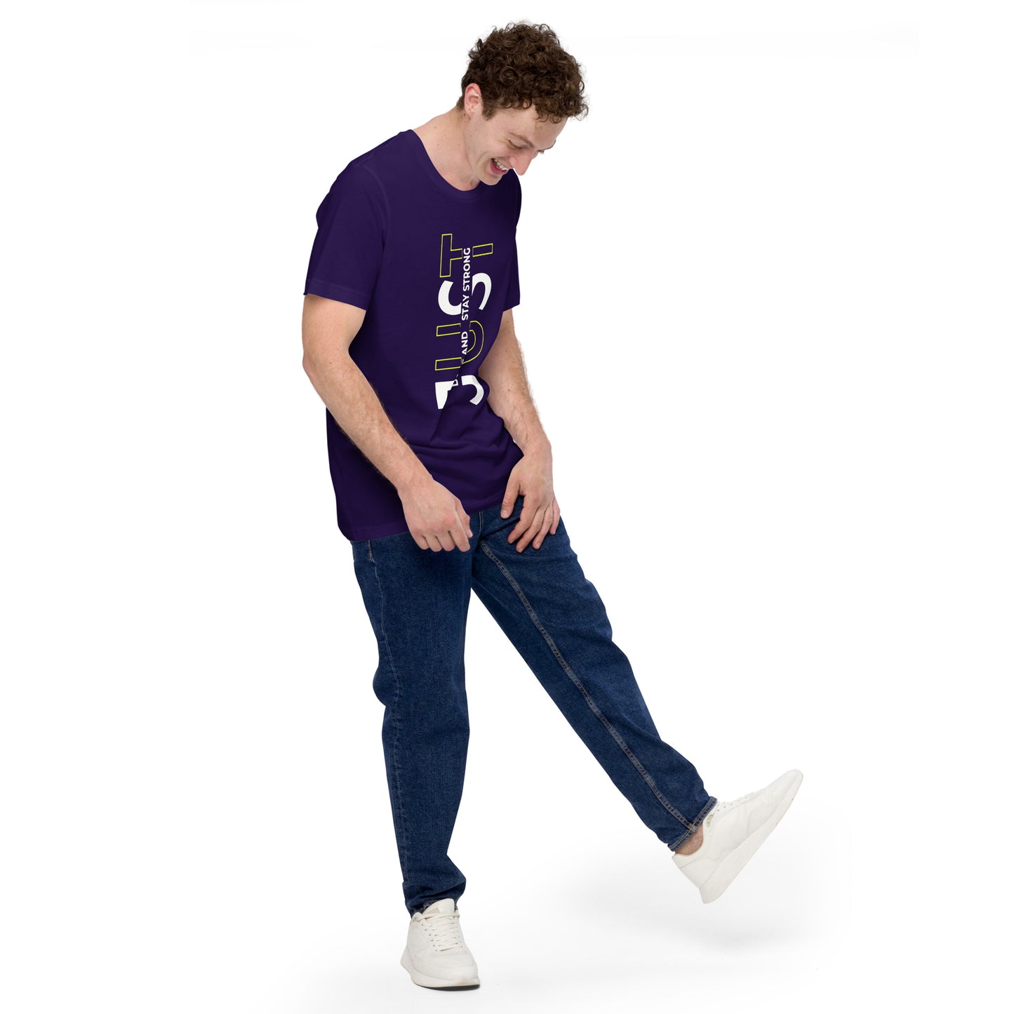 Stay Strong Vertical Typographic Tee - Modern Minimalist Urban Streetwear T-Shirt