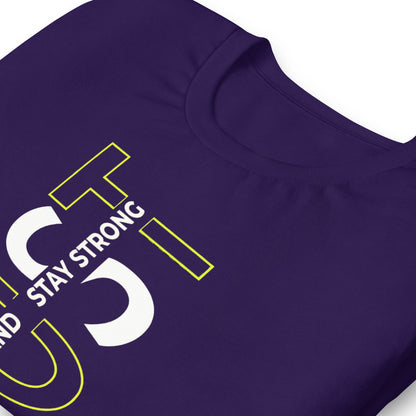 Stay Strong Vertical Typographic Tee - Modern Minimalist Urban Streetwear T-Shirt