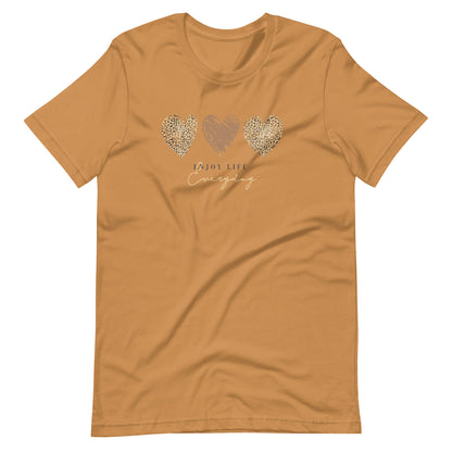 Leopard Heart Graphic Tee - Enjoy Life Everyday Aesthetic Boho T-Shirt - Cozy  Top