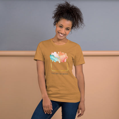 Luxe Abstract Marble Print Tee with Inspirational Quote | Elegant Boho-Chic Top