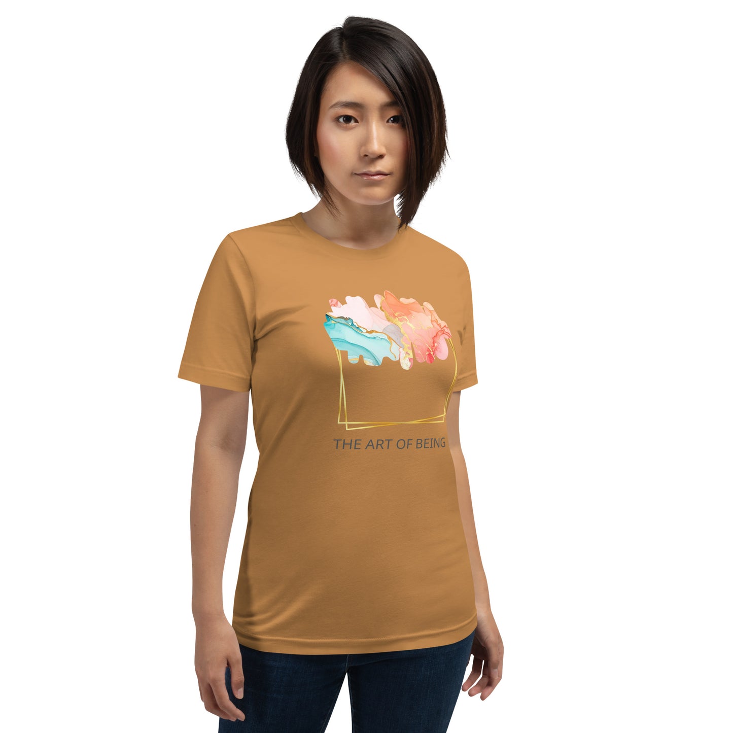 Luxe Abstract Marble Print Tee with Inspirational Quote | Elegant Boho-Chic Top