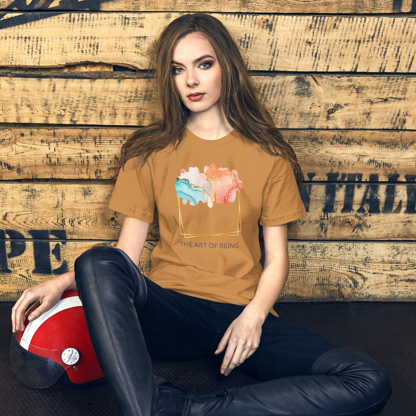 Luxe Abstract Marble Print Tee with Inspirational Quote | Elegant Boho-Chic Top