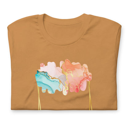 Luxe Abstract Marble Print Tee with Inspirational Quote | Elegant Boho-Chic Top
