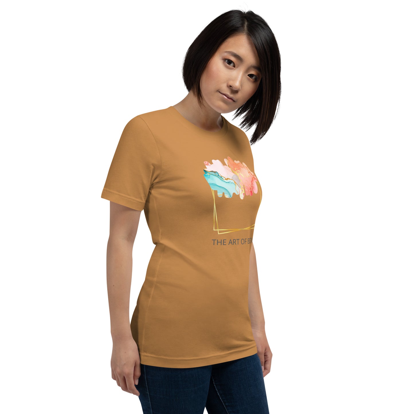 Luxe Abstract Marble Print Tee with Inspirational Quote | Elegant Boho-Chic Top