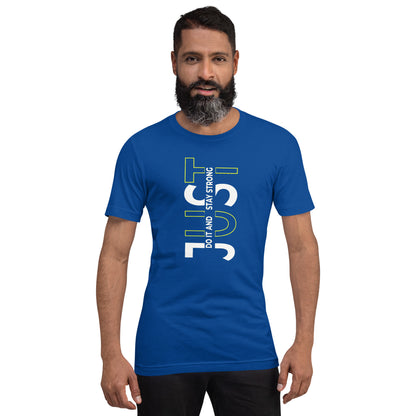 Stay Strong Vertical Typographic Tee - Modern Minimalist Urban Streetwear T-Shirt