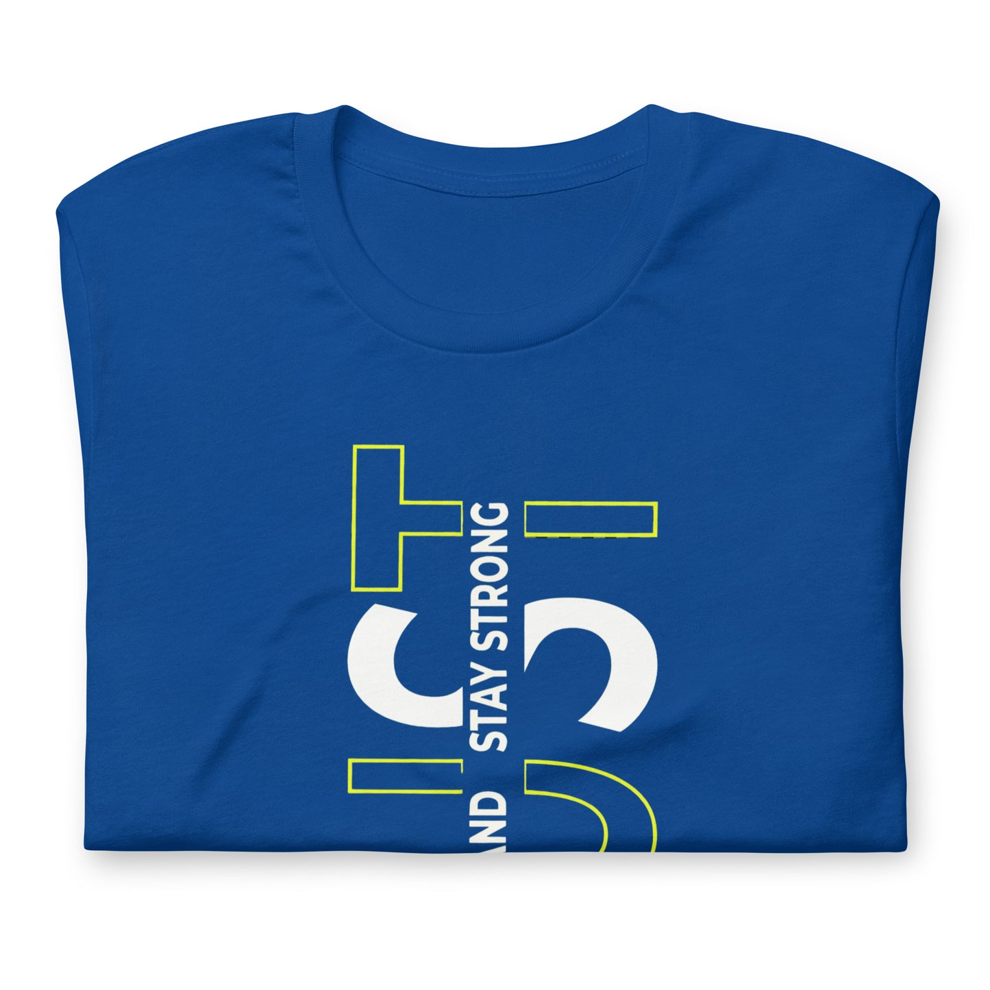 Stay Strong Vertical Typographic Tee - Modern Minimalist Urban Streetwear T-Shirt