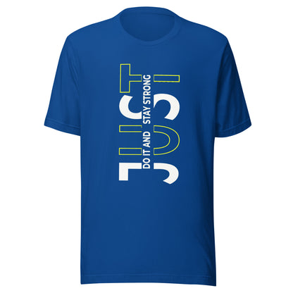 Stay Strong Vertical Typographic Tee - Modern Minimalist Urban Streetwear T-Shirt