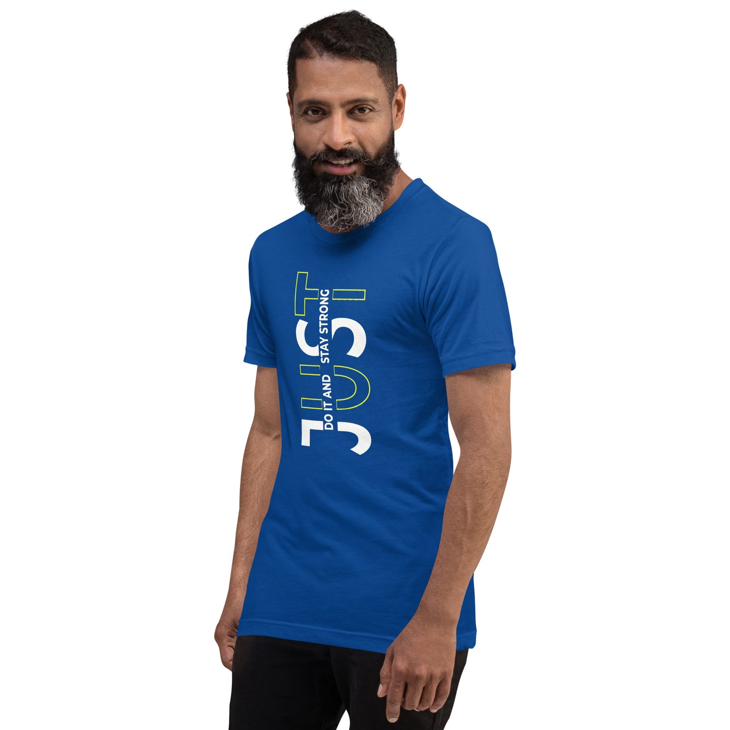 Stay Strong Vertical Typographic Tee - Modern Minimalist Urban Streetwear T-Shirt