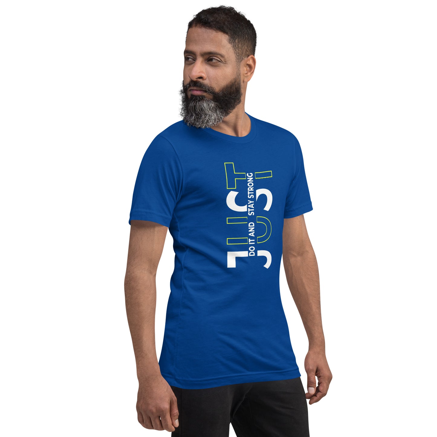 Stay Strong Vertical Typographic Tee - Modern Minimalist Urban Streetwear T-Shirt
