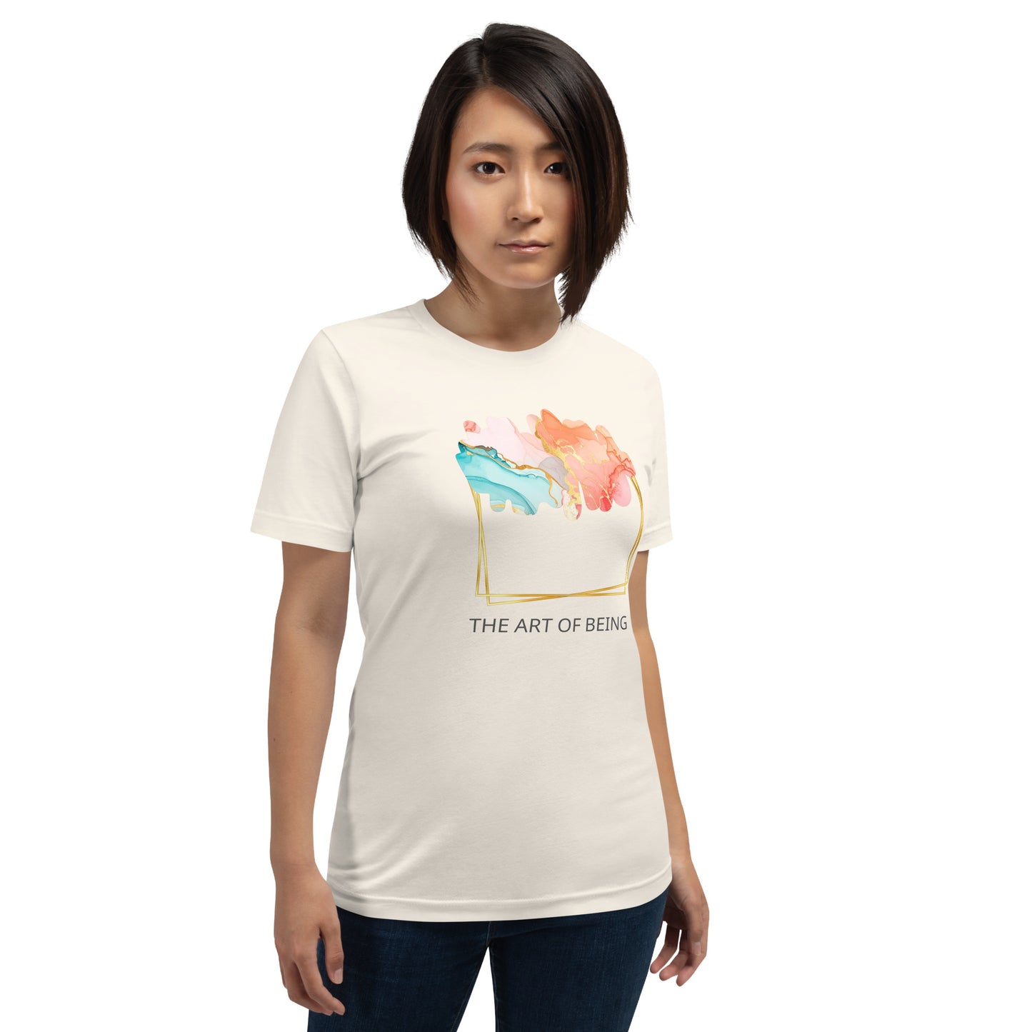Luxe Abstract Marble Print Tee with Inspirational Quote | Elegant Boho-Chic Top