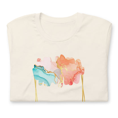Luxe Abstract Marble Print Tee with Inspirational Quote | Elegant Boho-Chic Top