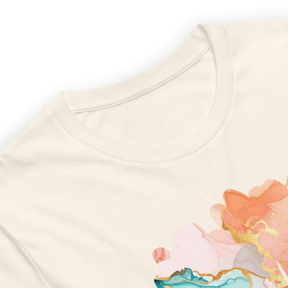 Luxe Abstract Marble Print Tee with Inspirational Quote | Elegant Boho-Chic Top