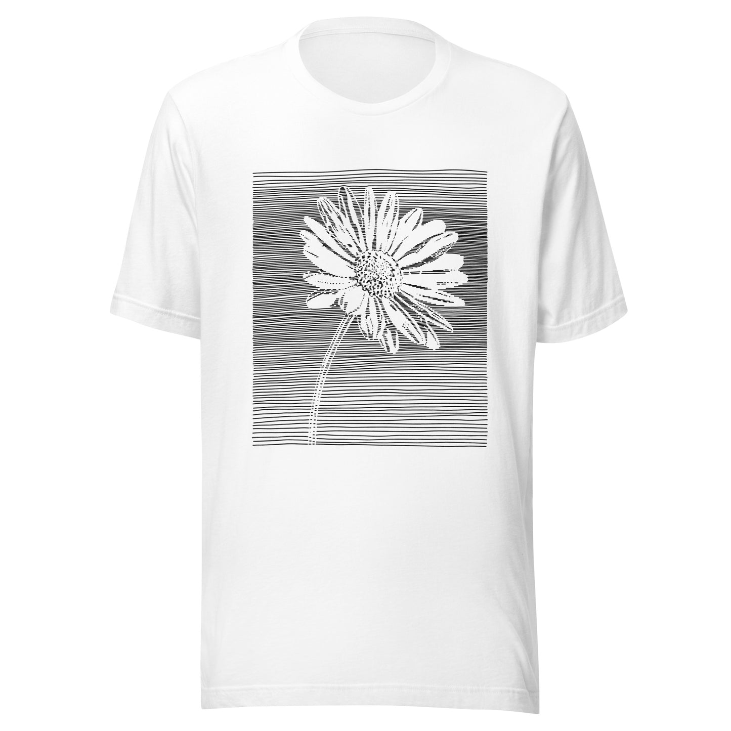 Elyx Minimalist Daisy Line Art Woman Graphic Tee
