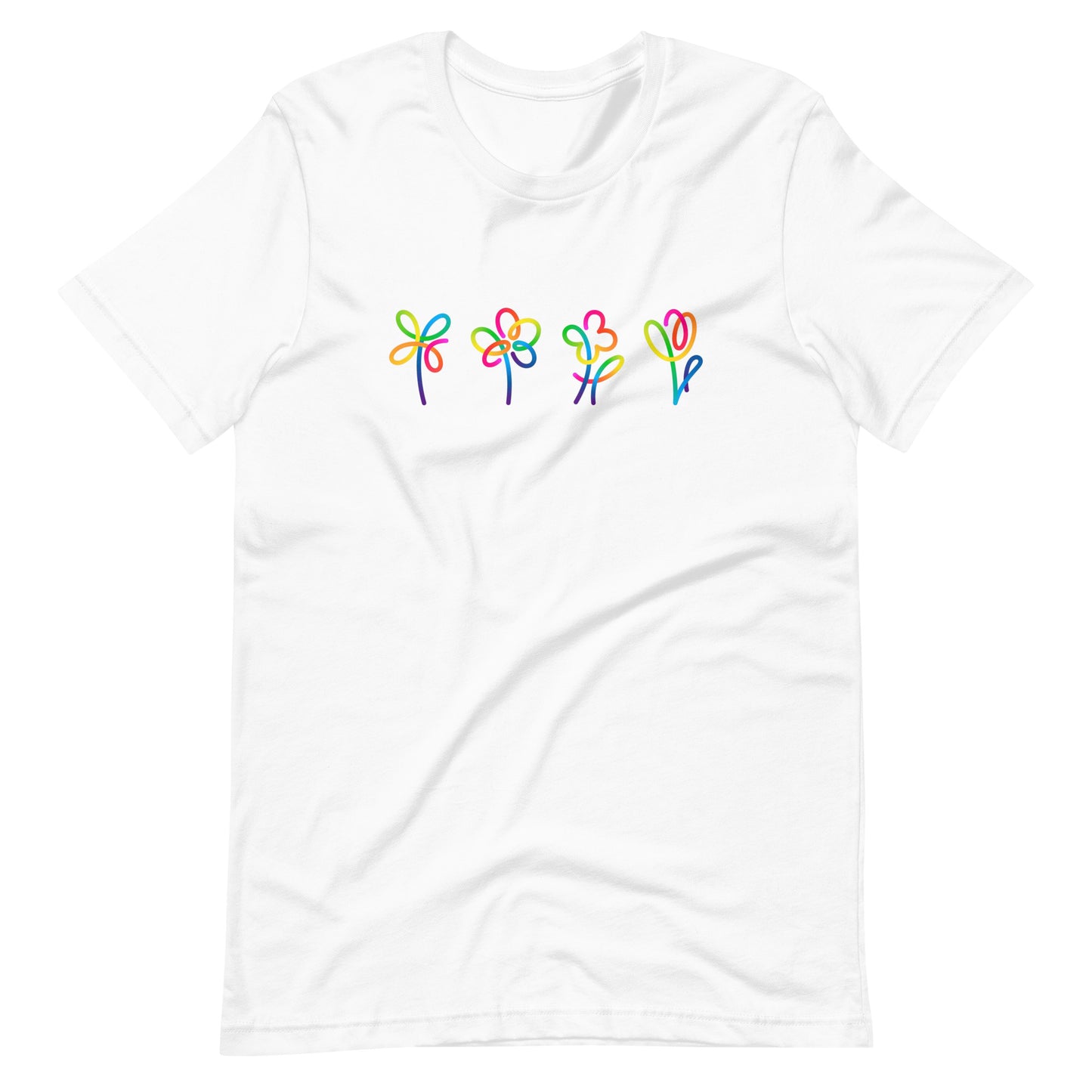 Elyx Artistic Rainbow Doodles Floral Tee - Positive Energy Woman Graphic T-Shirt