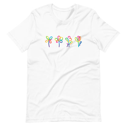 Elyx Artistic Rainbow Doodles Floral Tee - Positive Energy Woman Graphic T-Shirt
