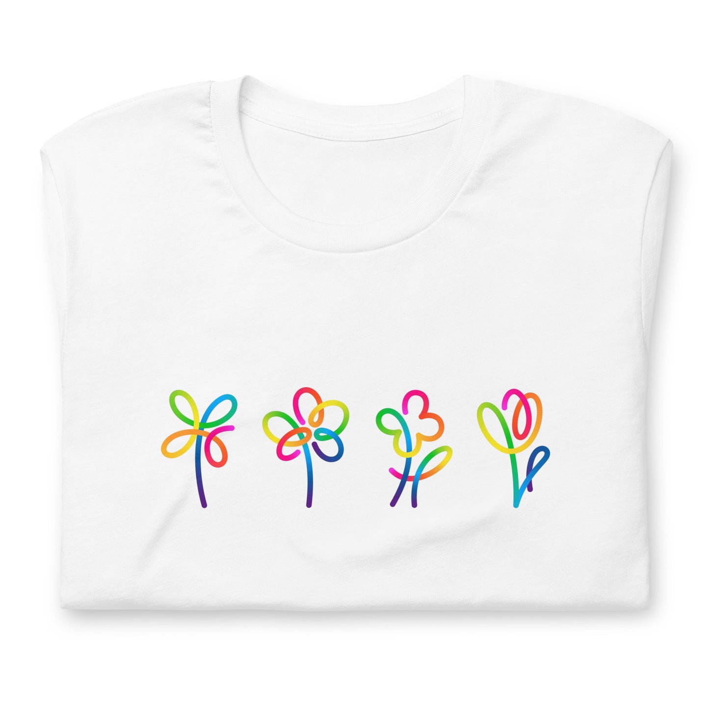 Elyx Artistic Rainbow Doodles Floral Tee - Positive Energy Woman Graphic T-Shirt