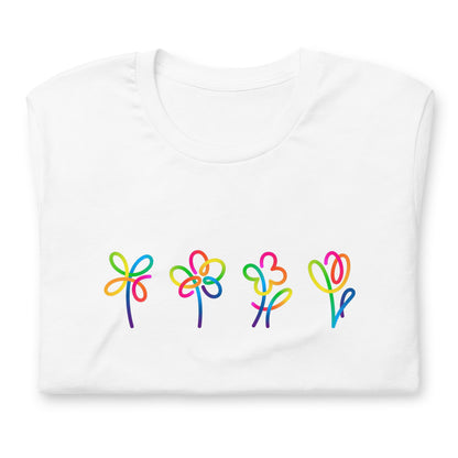 Elyx Artistic Rainbow Doodles Floral Tee - Positive Energy Woman Graphic T-Shirt