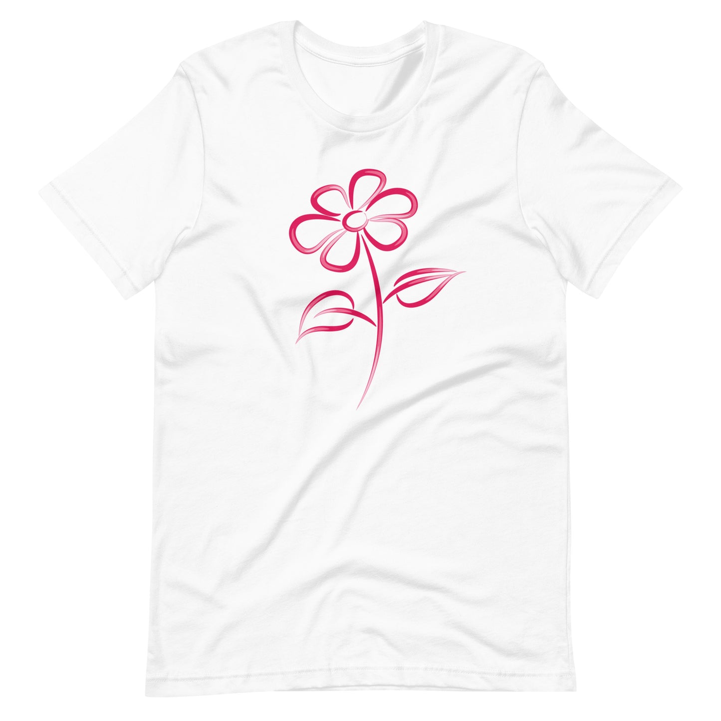 Fuchsia Flower Line Art Graphic Tee - Premium Cotton T-Shirt