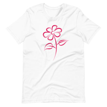 Fuchsia Flower Line Art Graphic Tee - Premium Cotton T-Shirt