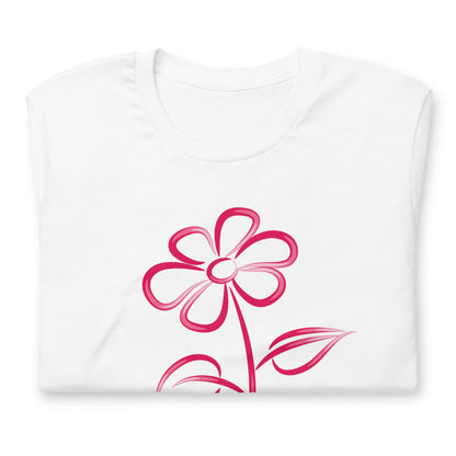 Fuchsia Flower Line Art Graphic Tee - Premium Cotton T-Shirt