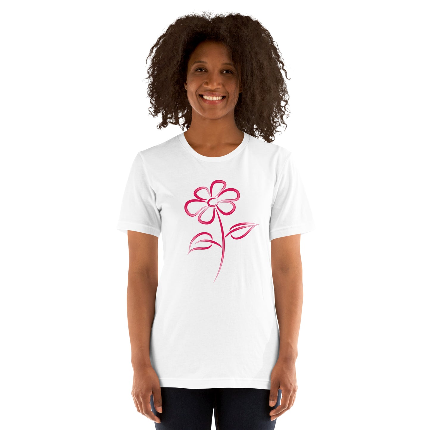 Fuchsia Flower Line Art Graphic Tee - Premium Cotton T-Shirt