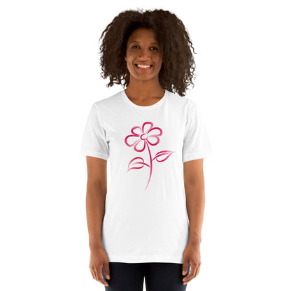 Fuchsia Flower Line Art Graphic Tee - Premium Cotton T-Shirt