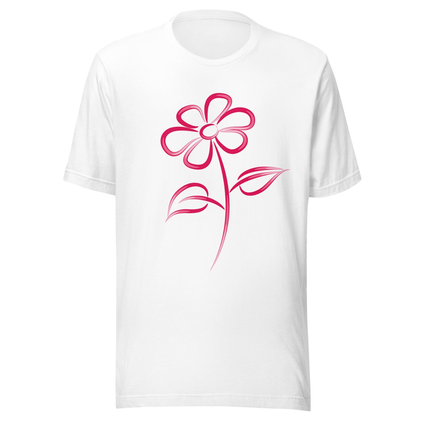 Fuchsia Flower Line Art Graphic Tee - Premium Cotton T-Shirt