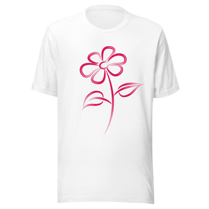 Fuchsia Flower Line Art Graphic Tee - Premium Cotton T-Shirt