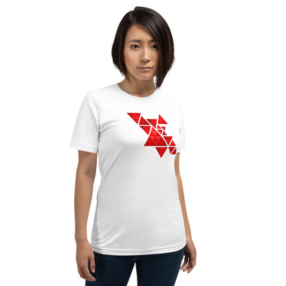 Geometric Red Triangles Graphic Tee - Abstract Mosaic Art T-Shirt
