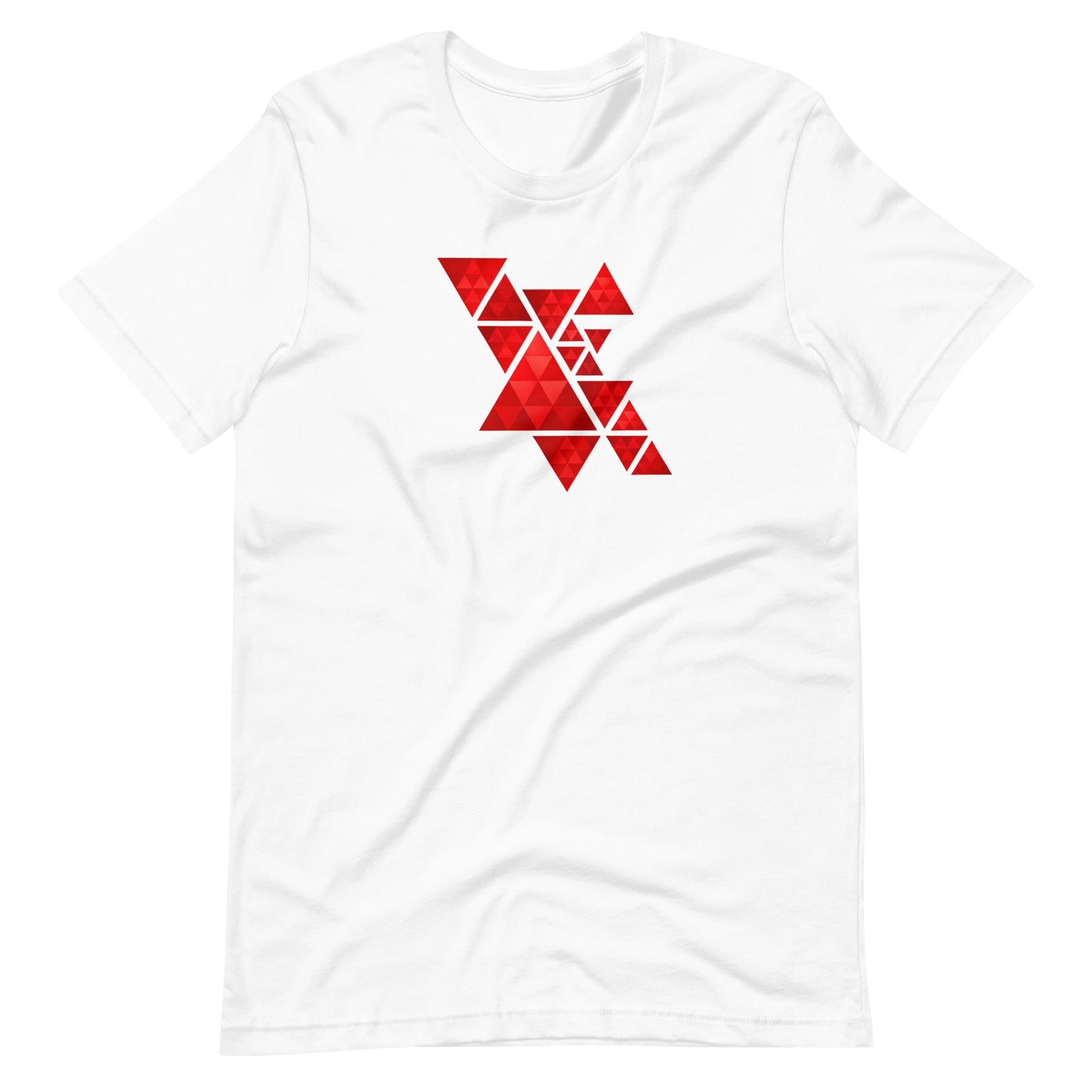 Geometric Red Triangles Graphic Tee - Abstract Mosaic Art T-Shirt