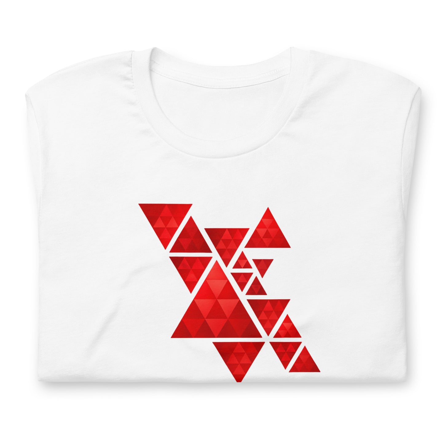 Geometric Red Triangles Graphic Tee - Abstract Mosaic Art T-Shirt