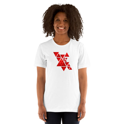 Geometric Red Triangles Graphic Tee - Abstract Mosaic Art T-Shirt