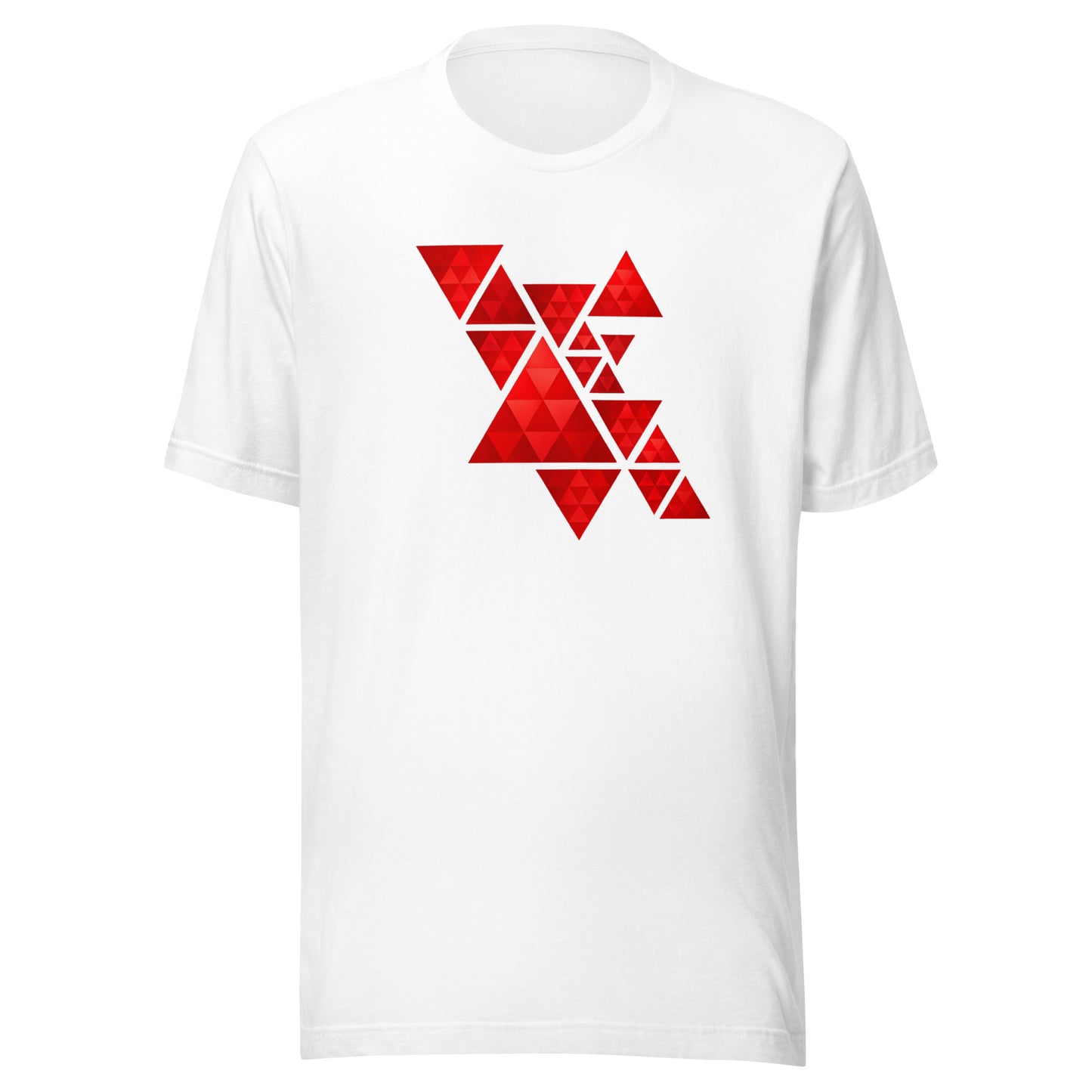 Geometric Red Triangles Graphic Tee - Abstract Mosaic Art T-Shirt