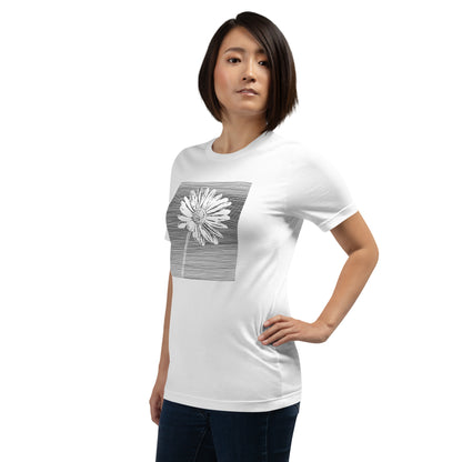 Elyx Minimalist Daisy Line Art Woman Graphic Tee