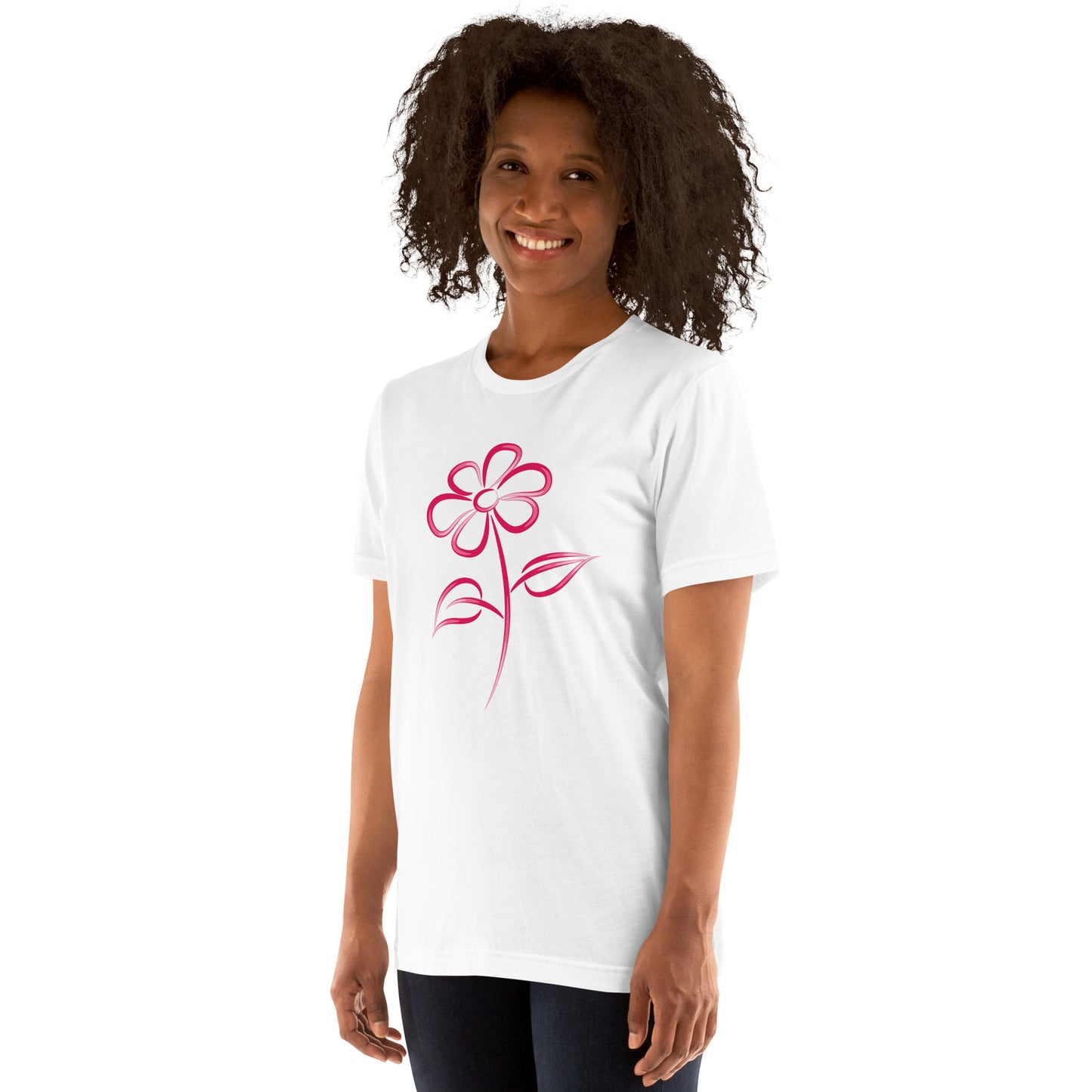 Fuchsia Flower Line Art Graphic Tee - Premium Cotton T-Shirt