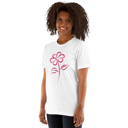 Fuchsia Flower Line Art Graphic Tee - Premium Cotton T-Shirt