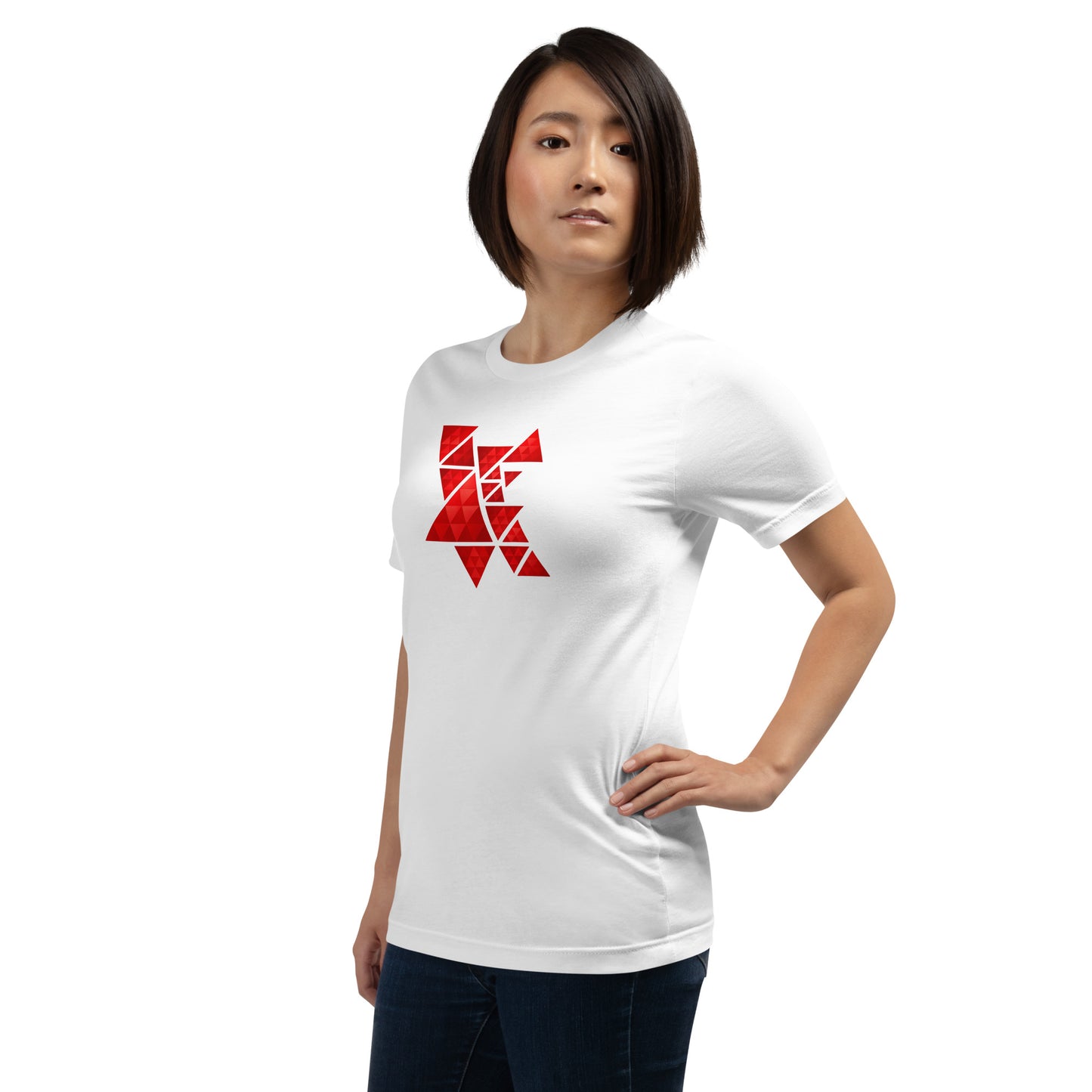 Geometric Red Triangles Graphic Tee - Abstract Mosaic Art T-Shirt