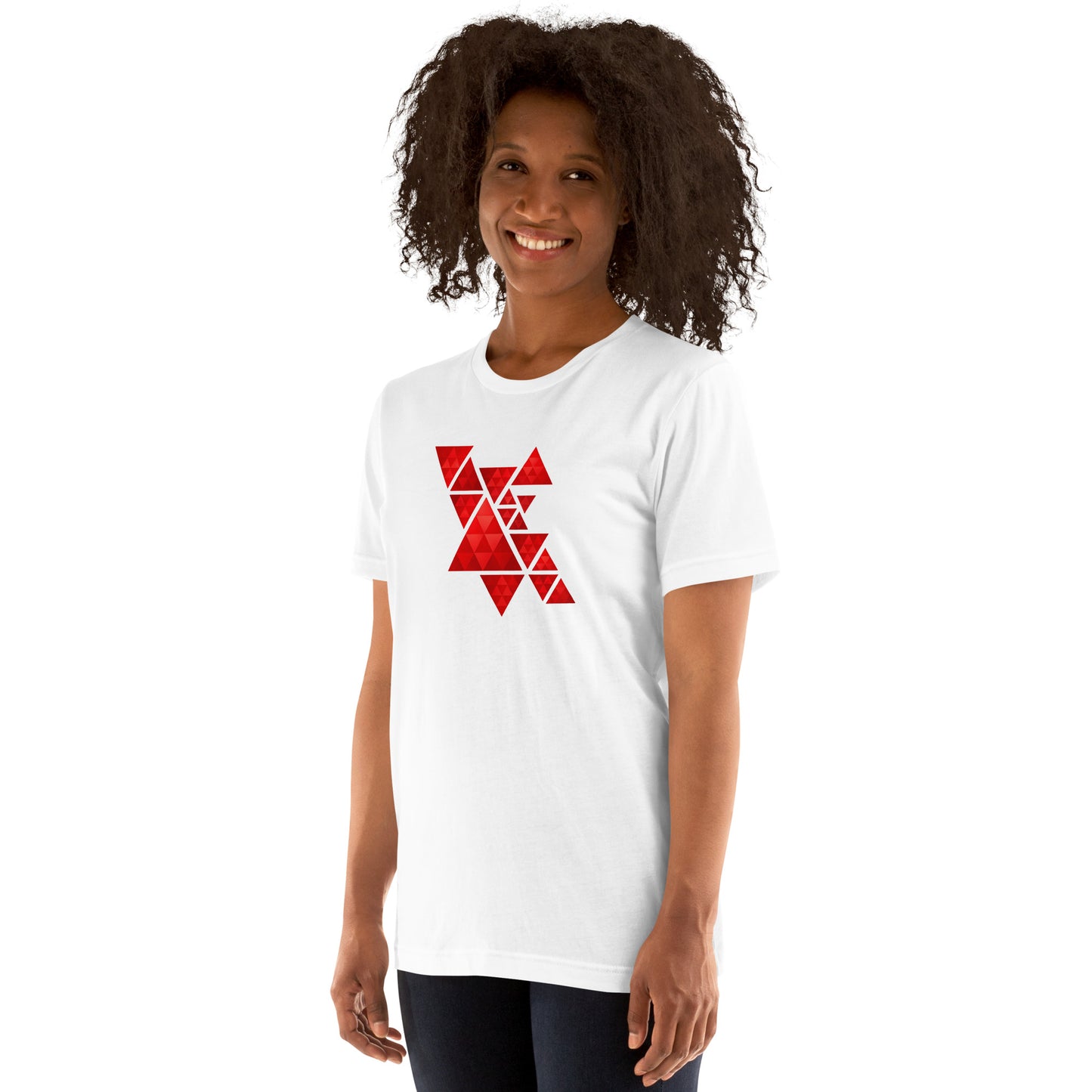 Geometric Red Triangles Graphic Tee - Abstract Mosaic Art T-Shirt