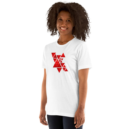 Geometric Red Triangles Graphic Tee - Abstract Mosaic Art T-Shirt