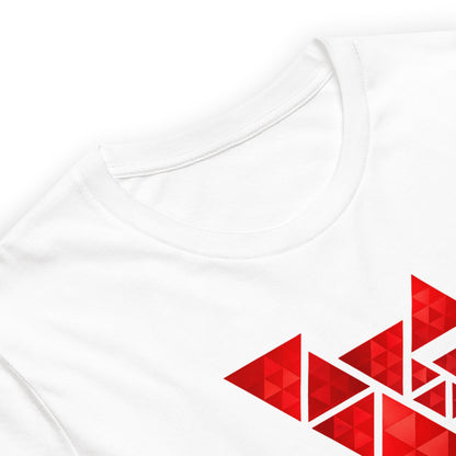 Geometric Red Triangles Graphic Tee - Abstract Mosaic Art T-Shirt