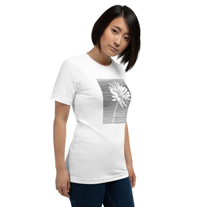 Elyx Minimalist Daisy Line Art Woman Graphic Tee
