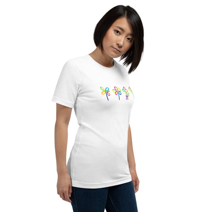 Elyx Artistic Rainbow Doodles Floral Tee - Positive Energy Woman Graphic T-Shirt