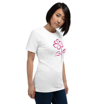 Fuchsia Flower Line Art Graphic Tee - Premium Cotton T-Shirt