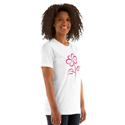 Fuchsia Flower Line Art Graphic Tee - Premium Cotton T-Shirt
