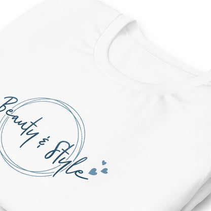 Elyx "Beauty & Style" Elegant Graphic Tee - Minimalist Script Design for Women