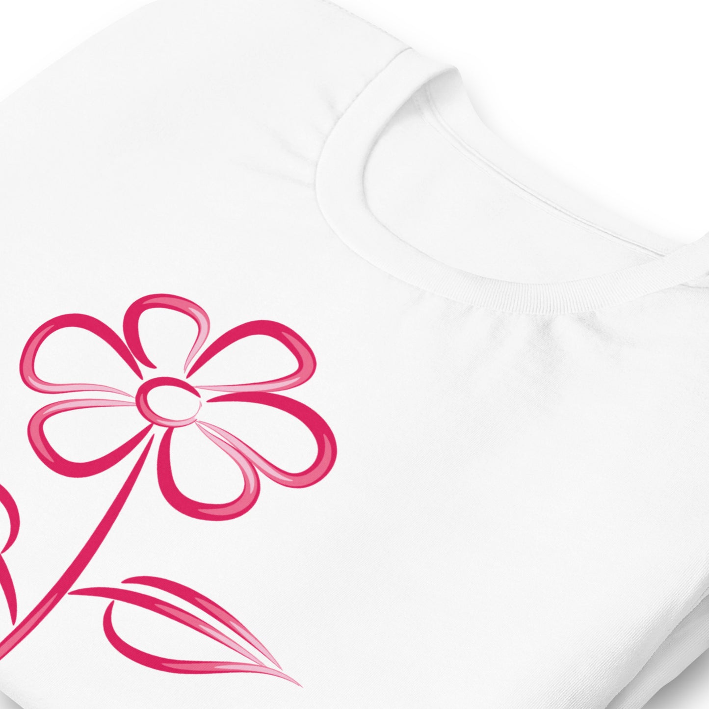 Fuchsia Flower Line Art Graphic Tee - Premium Cotton T-Shirt