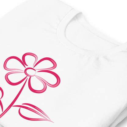 Fuchsia Flower Line Art Graphic Tee - Premium Cotton T-Shirt